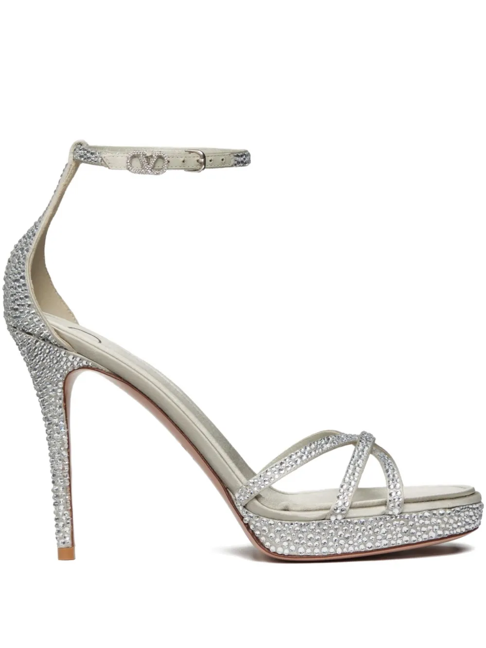 Valentino Garavani 105mm Logo-buckle sandals Silver