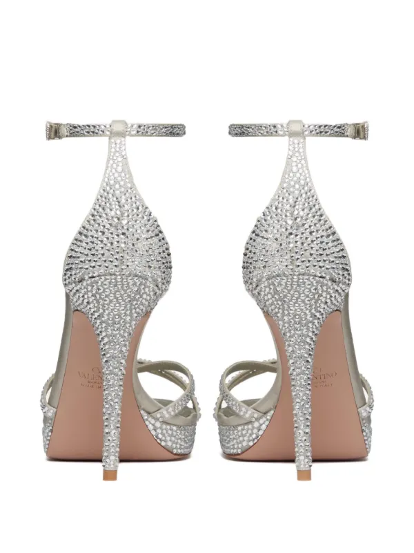 Valentino Garavani Eveninglam Platform Sandals | Silver | FARFETCH