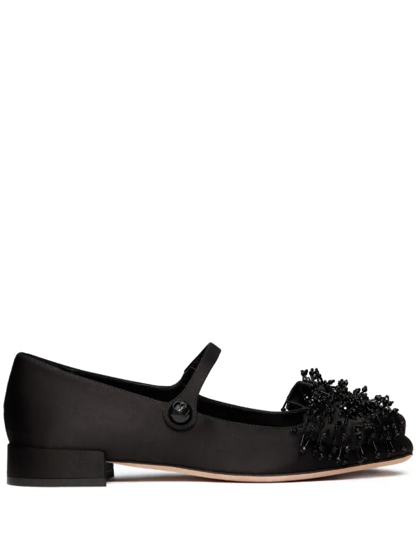 【VALENTINO GARAVANI】Bowow メリージェーン フラットシューズ Mary-jane Bowow Ballerina In Kidskin With Studs for Woman in