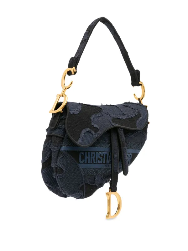 Christian Dior Pre Owned 2019 Embroidered Canvas Camouflage Saddle Shoulder Bag Farfetch