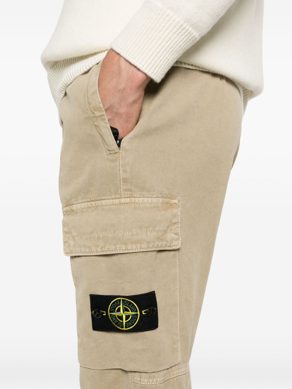 Shop Stone Island Compass-badge Cargo Pants In Brown