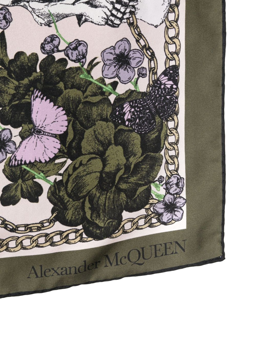 Shop Alexander Mcqueen Blossom Skull Scarf In Green