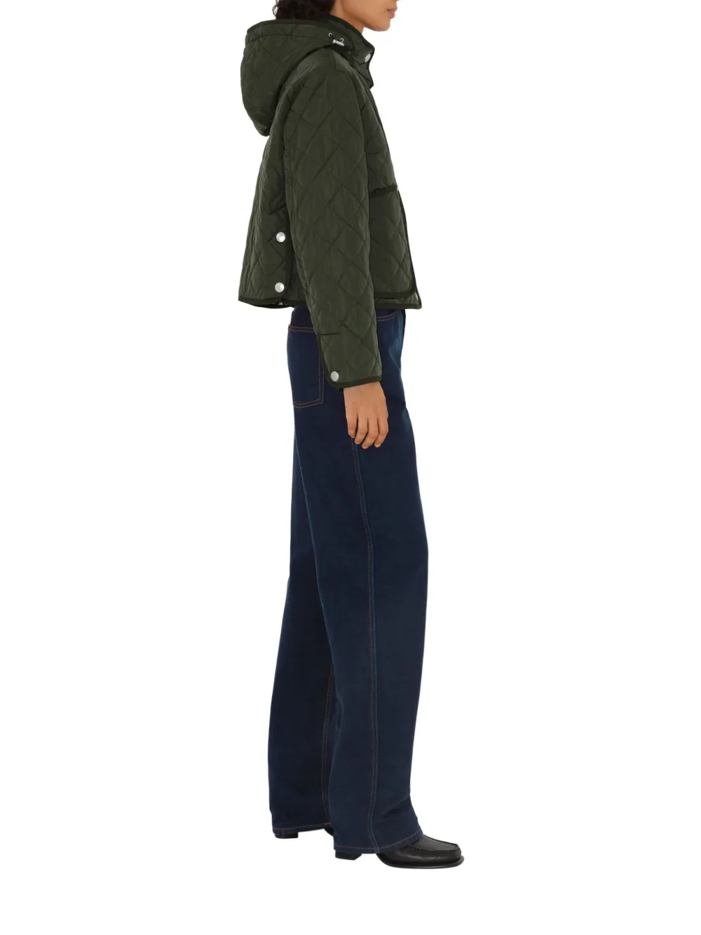 Burberry Cropped Quilted Nylon Hooded Jacket In Green