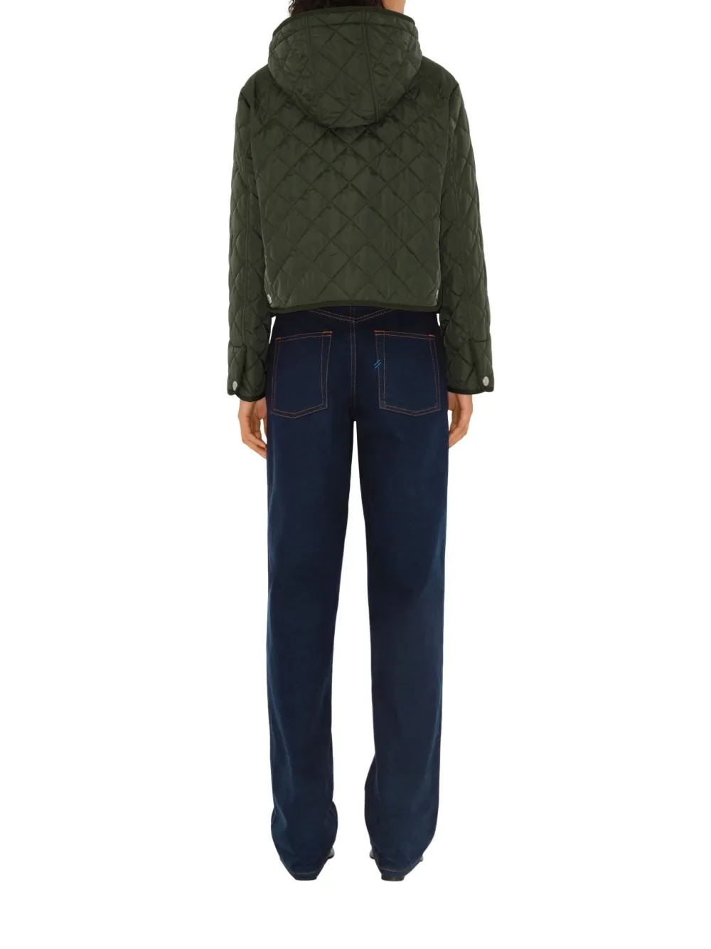 Burberry Cropped Quilted Nylon Hooded Jacket In Green