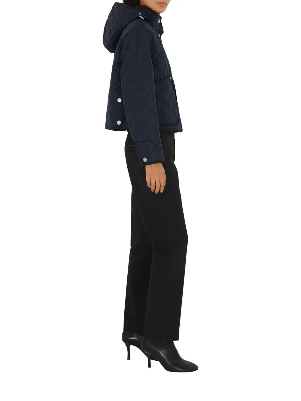 Burberry Cropped Quilted Nylon Jacket In Black
