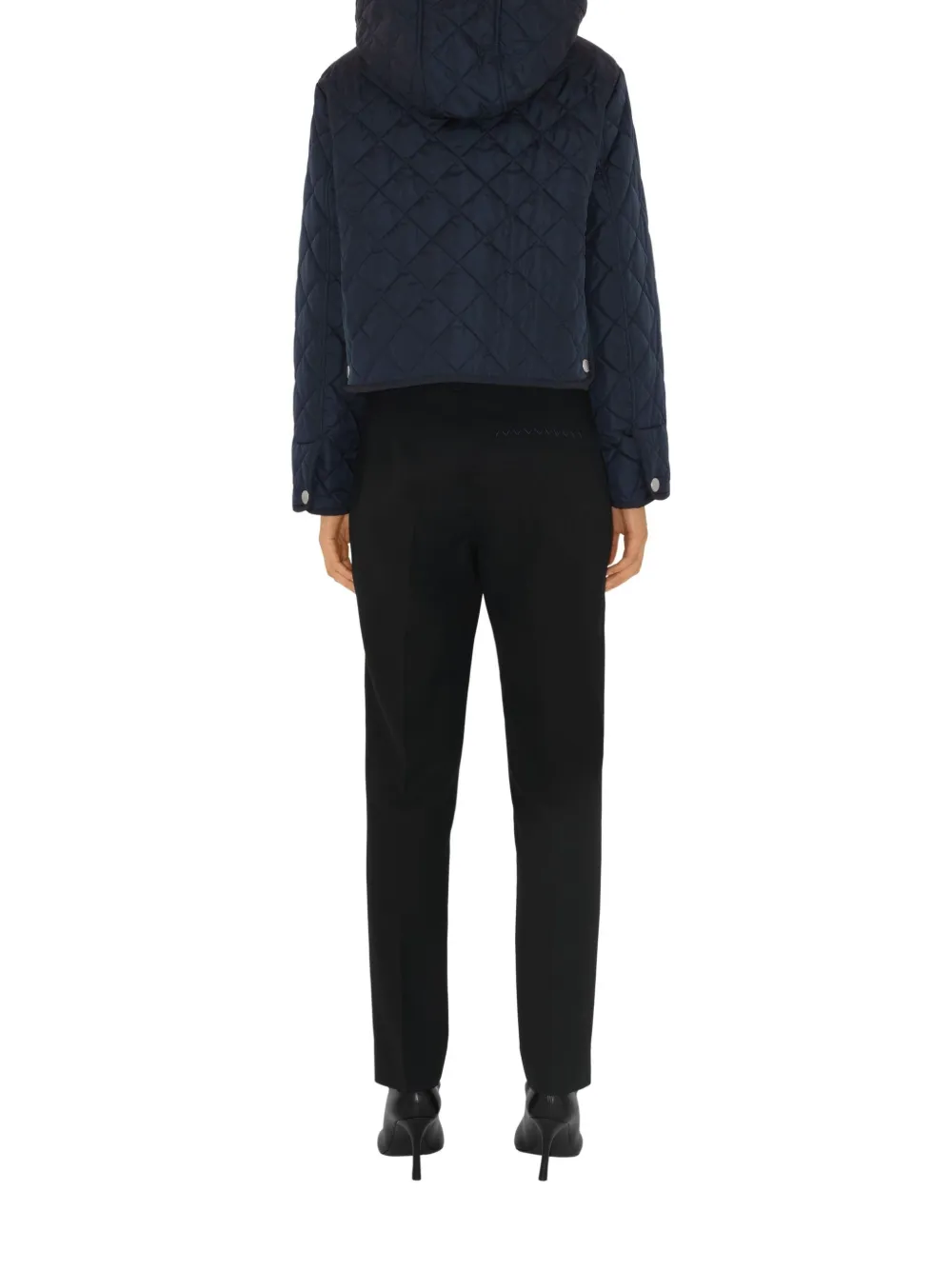Burberry Cropped Quilted Nylon Jacket In Black