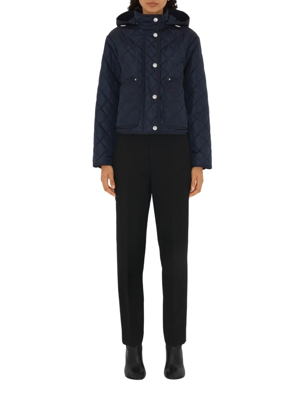 Burberry Cropped Quilted Nylon Jacket In Black