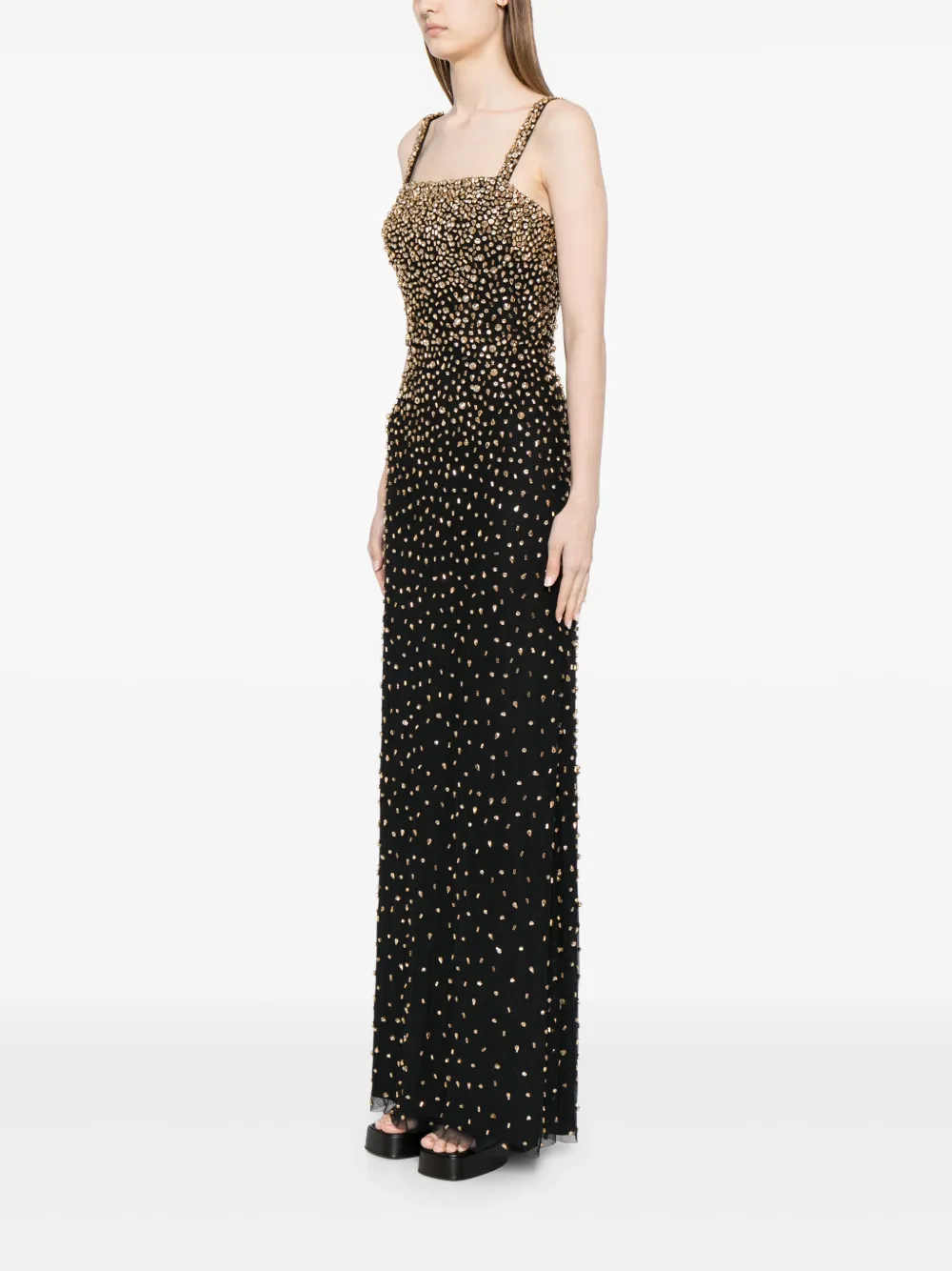 Shop Jenny Packham Cherry Embellished Gown In Black