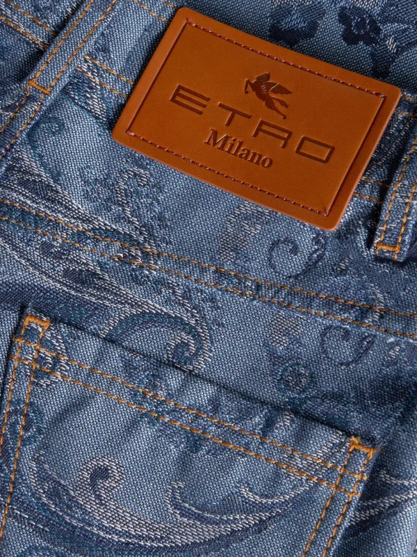 ETRO ペイズリージャカード デニム ミニスカート ブルー ジャカード デニム ミニスカート | エトロ