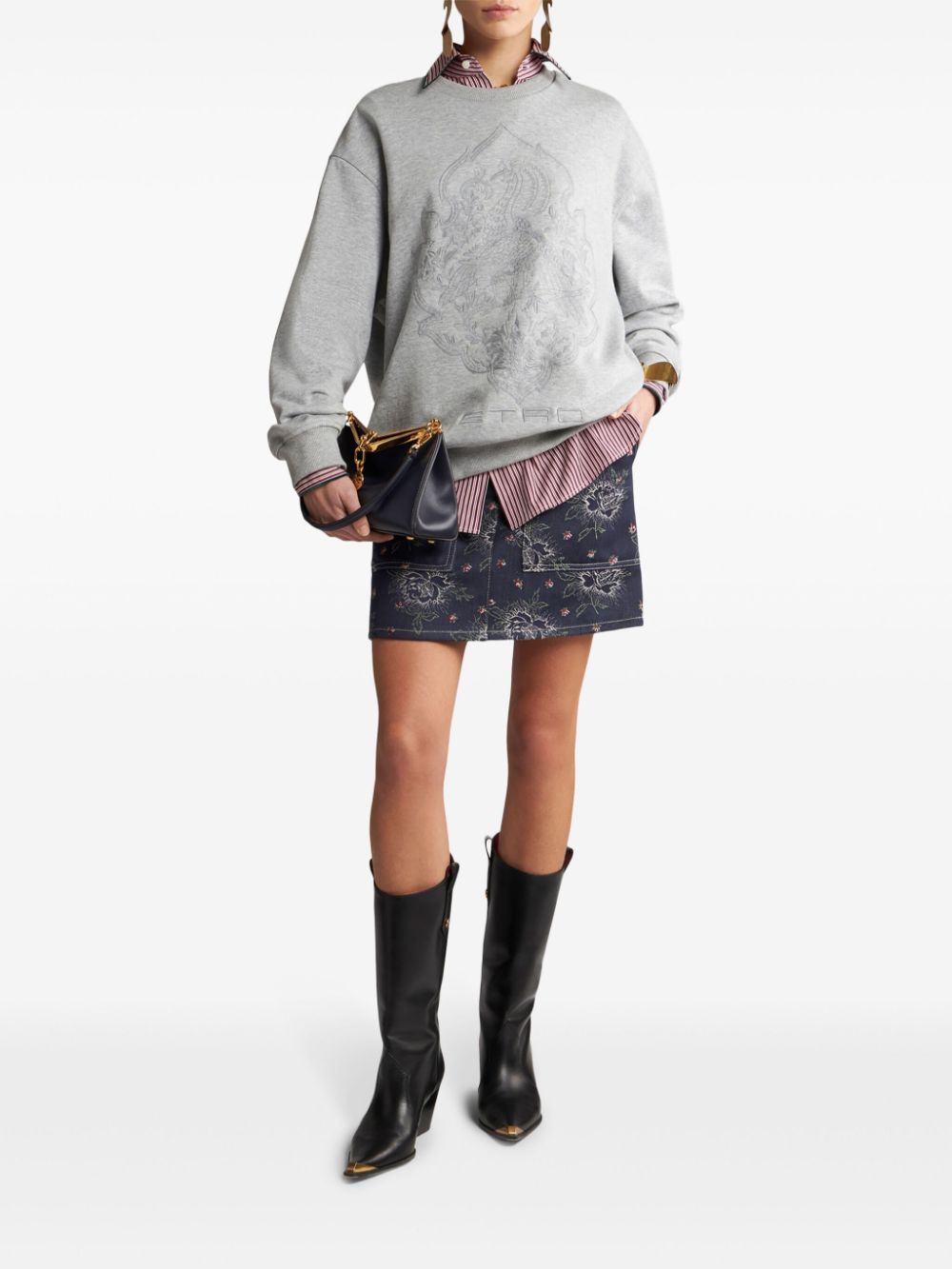 ETRO jacquard denim mini skirt - Blauw