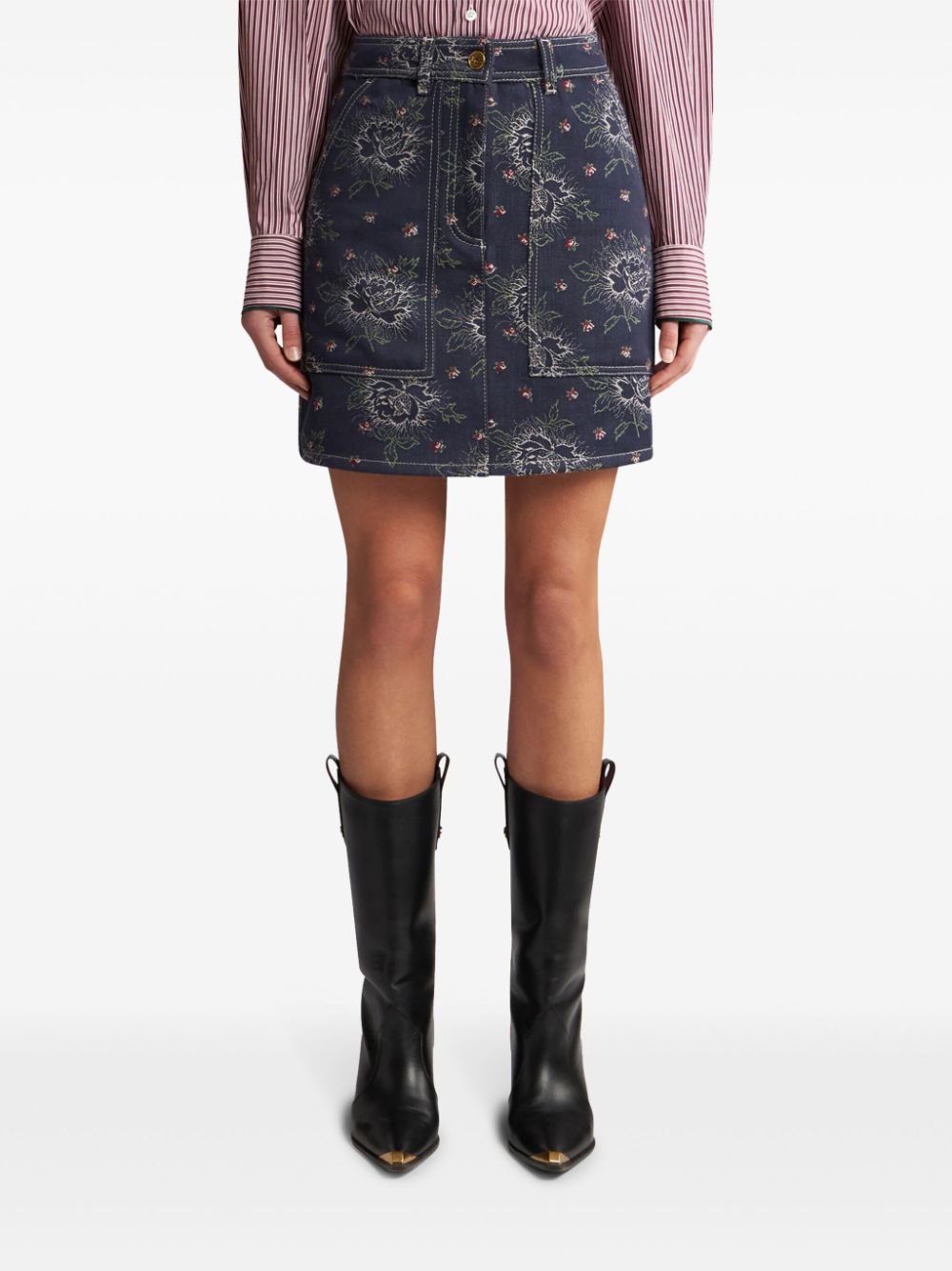 ETRO jacquard denim mini skirt Women