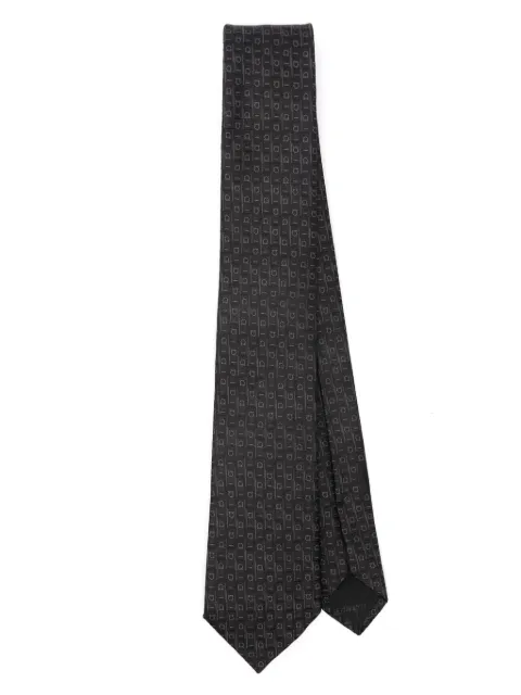 Ferragamo Gravata de seda em jacquard Gancini