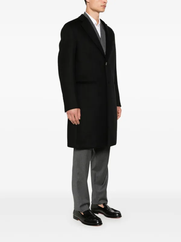 Mens black armani coat sales