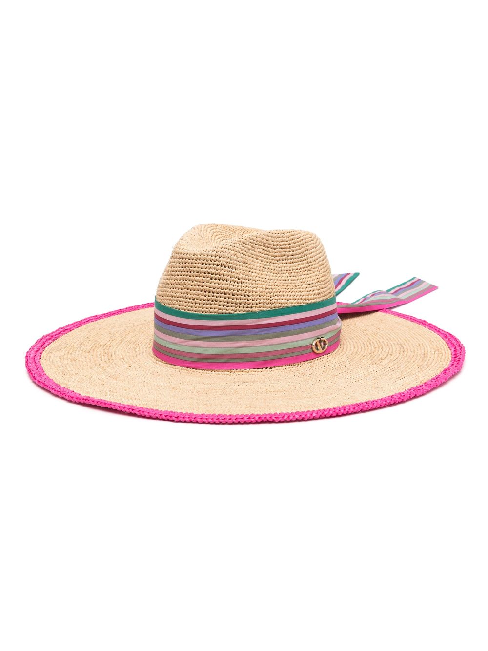 Valentino Garavani striped-scarf sun hat - Neutrals