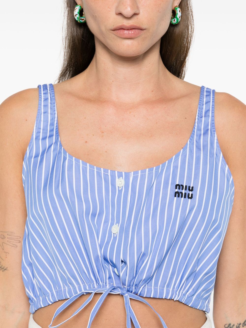 Rep Miu Miu logo-embroidered top Women