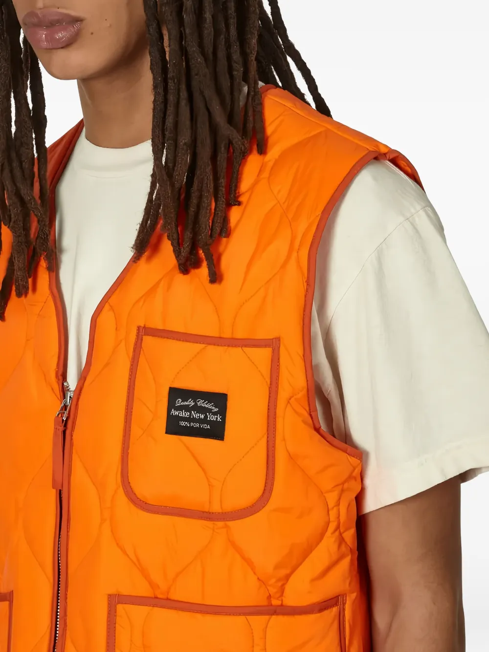 Awake NY quilted gilet ORANGE