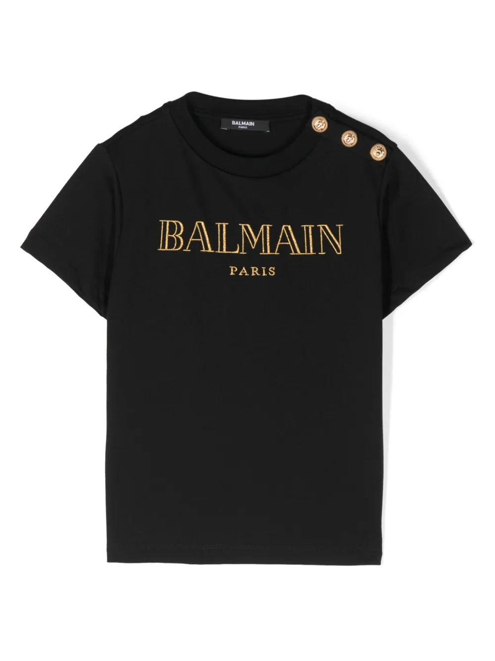 Shop Balmain Logo-embroidered T-shirt In Black