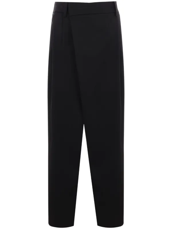 Juun.J Asymmetric Tailored Wool Trousers | Black | FARFETCH JO