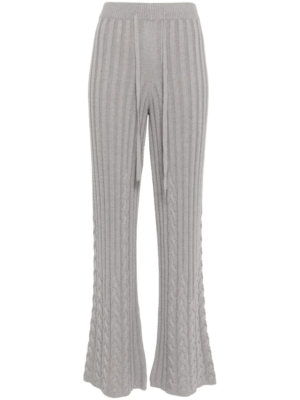 Shop Twinset Cable-knit Flared Trousers In Grey