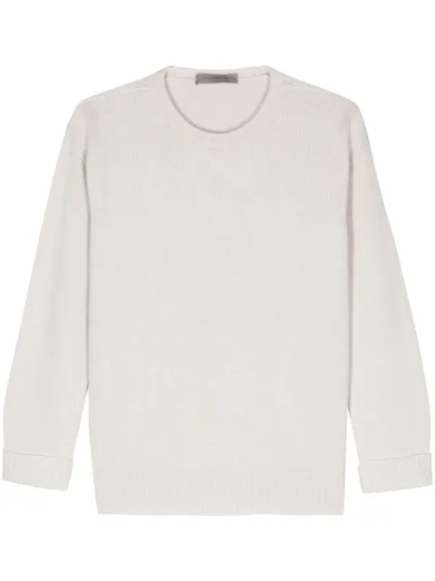 D.Exterior ribbed-knit sweater 