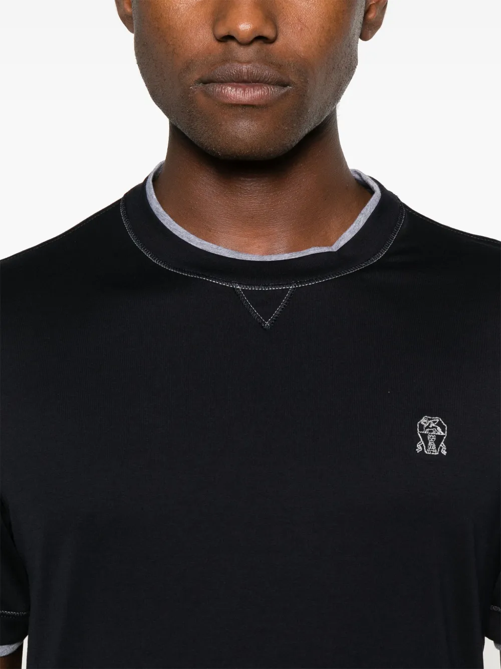 Brunello Cucinelli T-shirt met geborduurd logo Blauw