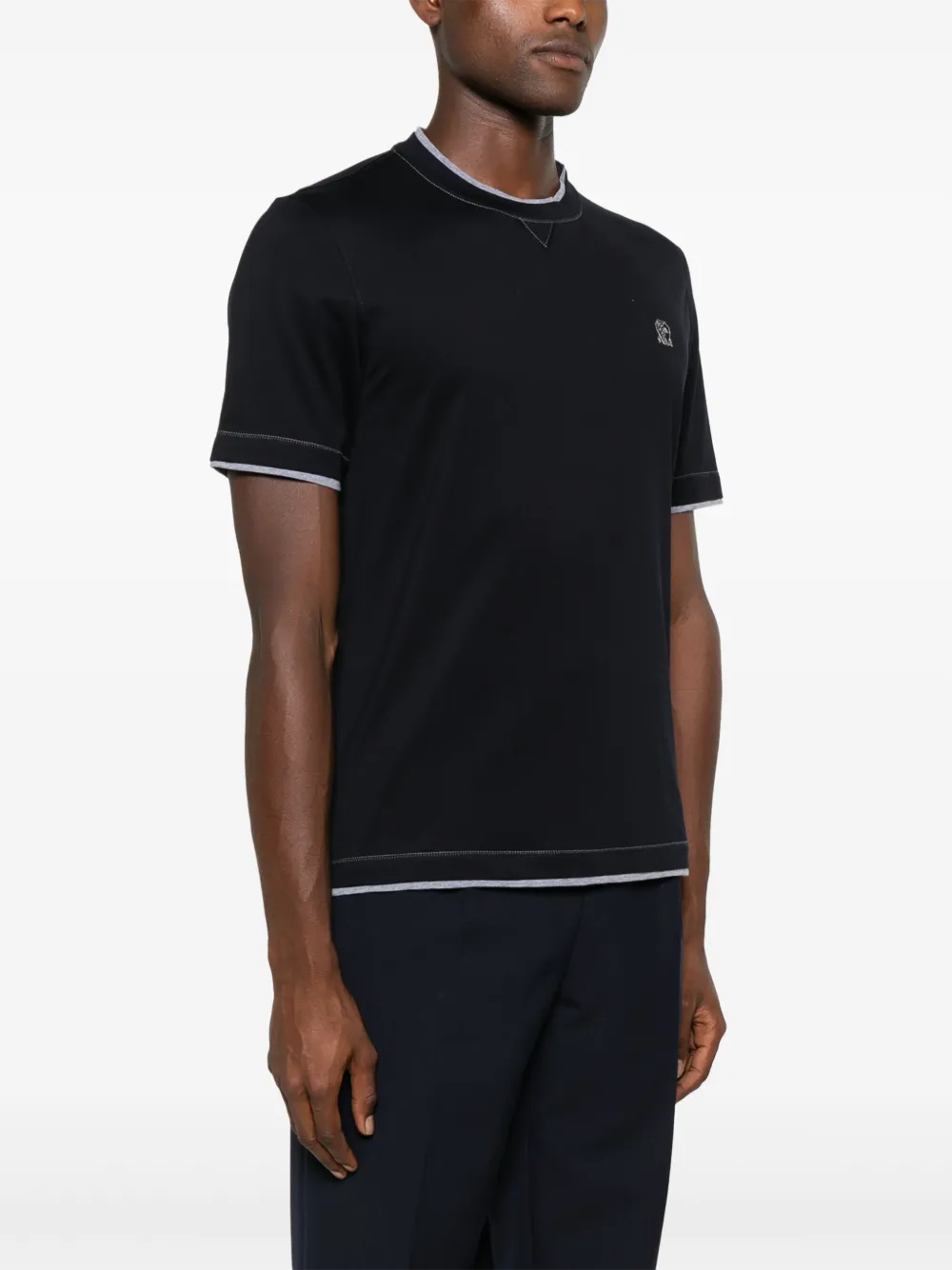 Brunello Cucinelli T-shirt met geborduurd logo Blauw