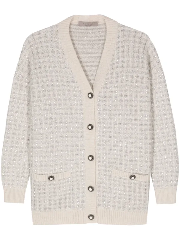 Sequinned Cardigan Neutrals FARFETCH