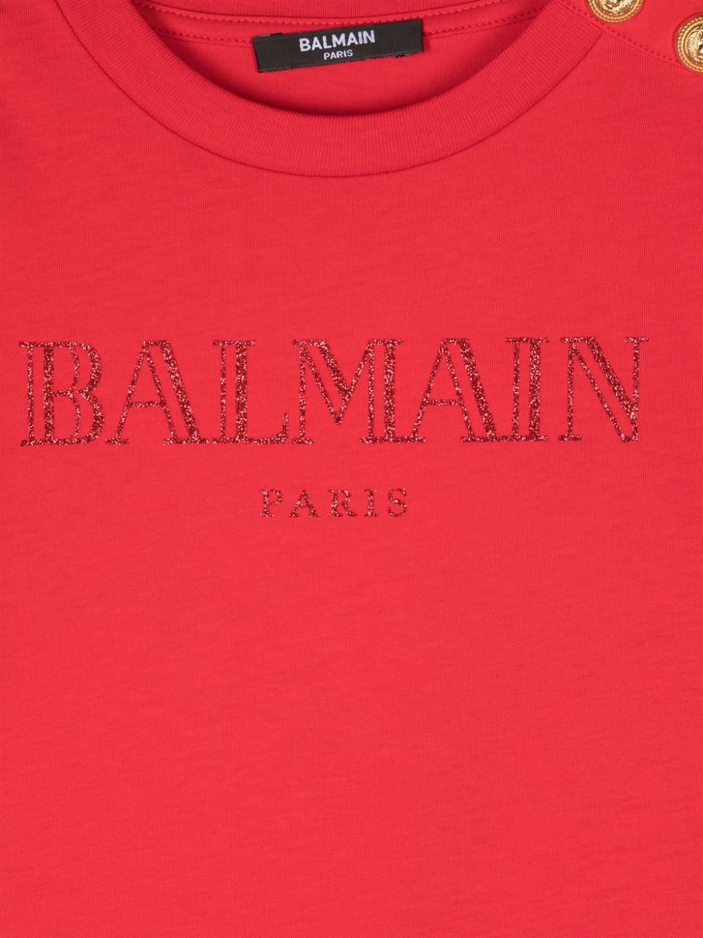 BALMAIN GLITTERED-LOGO T-SHIRT 