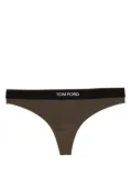TOM FORD logo-jacquard thong - Green