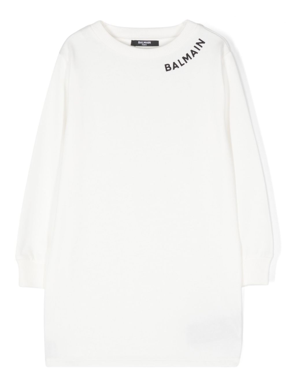 Balmain Kids Jurk met geborduurd logo Wit