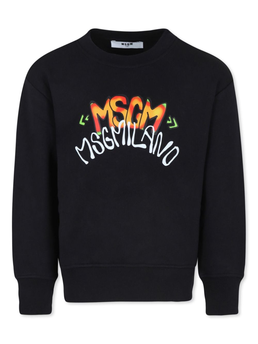 Shop Msgm Logo-print Cotton Sweatshirt In Black