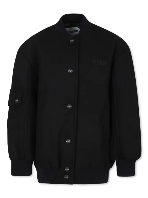MSGM Kids logo-embroidered bomber jacket