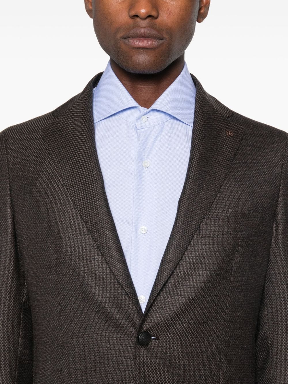 Shop Tagliatore Brooch-detail Blazer In Brown