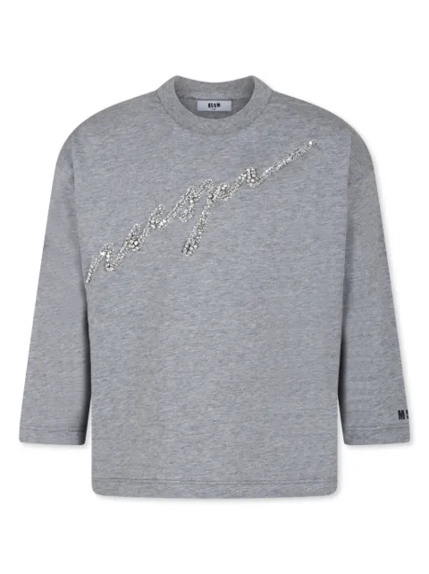 MSGM Kids logo-embellished long-sleeve T-shirt