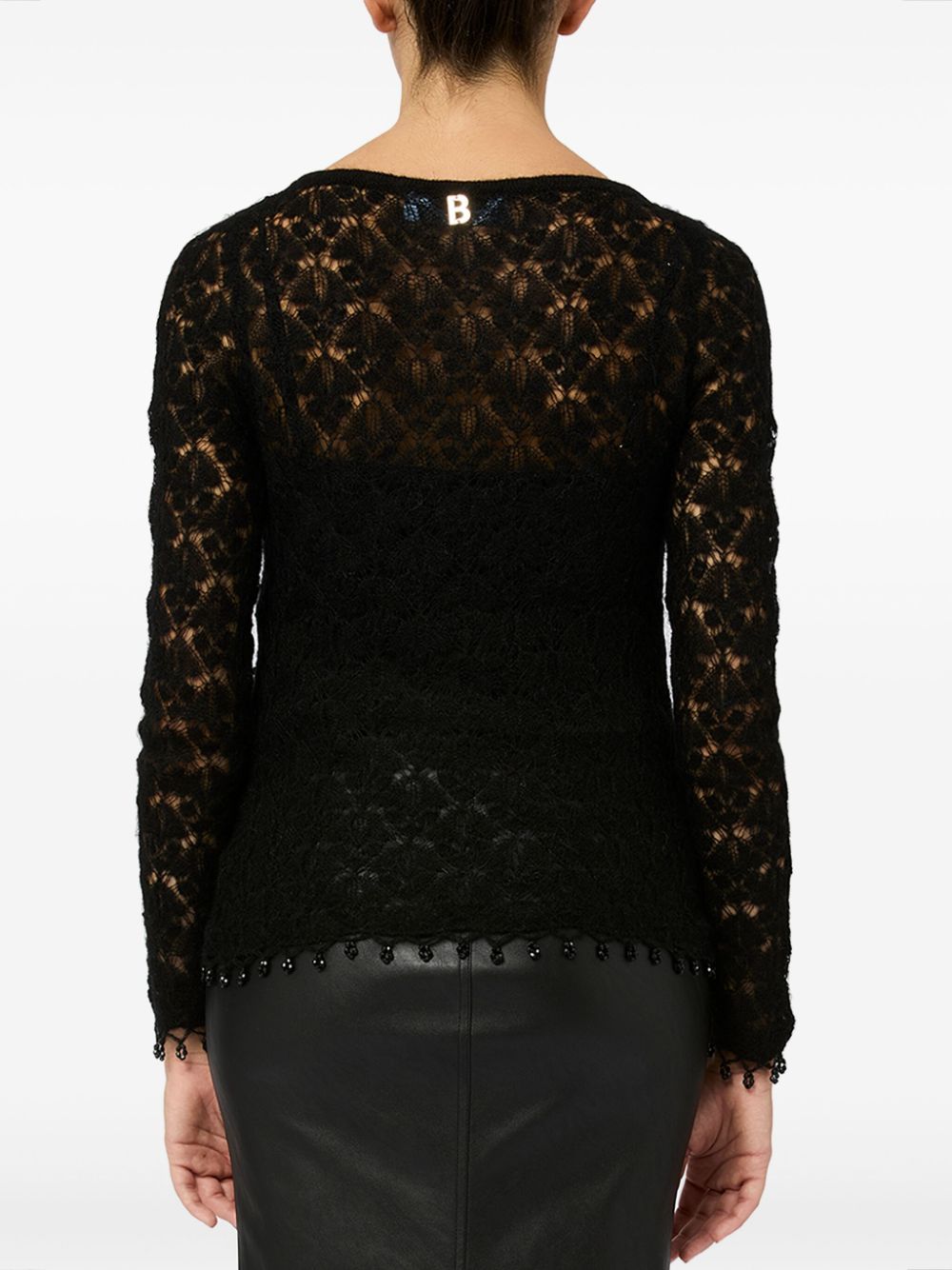 Shop Blugirl Crochet Knit Top In Black