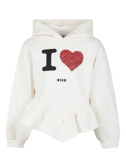 MSGM Kids rhinestone-embellished ruffle hoodie
