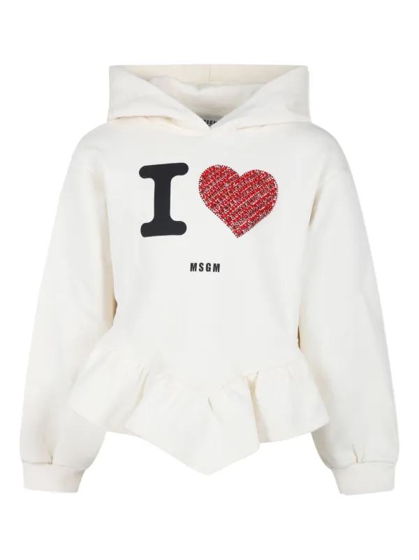 MSGM Kids ラインストーン パーカー | ホワイト | FARFETCH JP