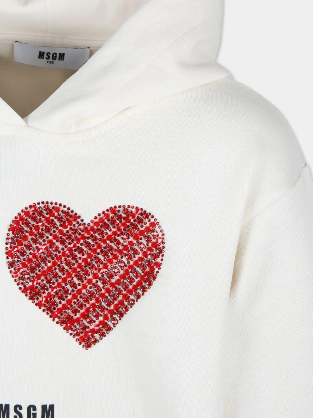 Msgm Ivory Sweatshirt For Girl With Logo In White