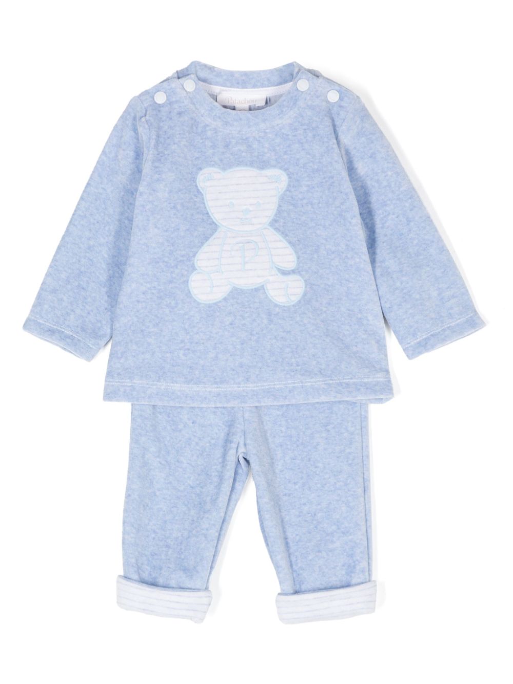 Patachou teddy bear-embroidered tracksuit - Blue