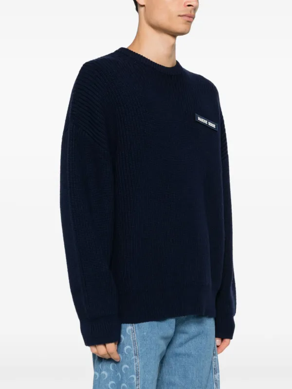Marine Serre logo-patch Sweater | Blue | FARFETCH AO