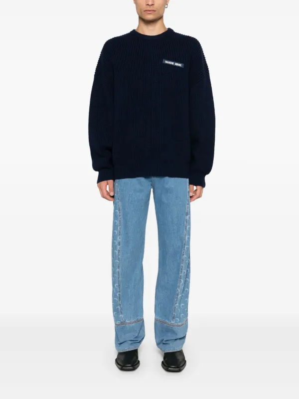 Marine Serre logo-patch Sweater | Blue | FARFETCH AO