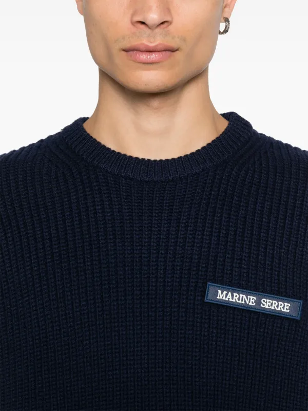 Marine Serre logo-patch Sweater | Blue | FARFETCH AO