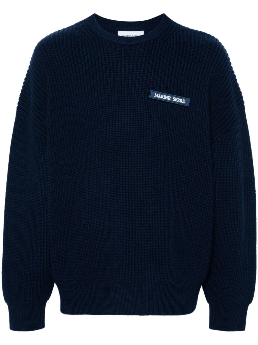 Shop Marine Serre Logo-patch Sweater In Blue