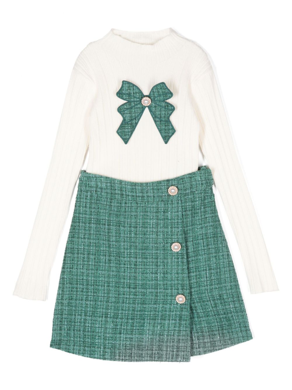 Patachou tweed skirt set - Green