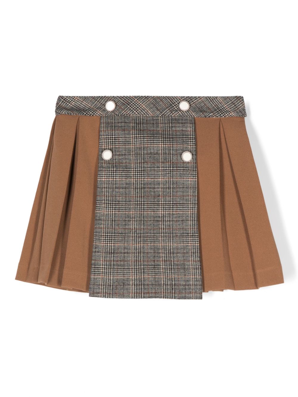 Patachou checked-panel skirt - Brown