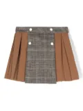 Patachou checked-panel skirt - Brown