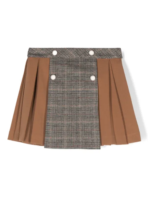 Patachou checked-panel skirt