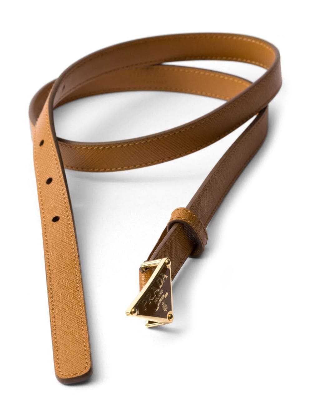 Shop Prada Triangle-logo Leather Belt In Brown