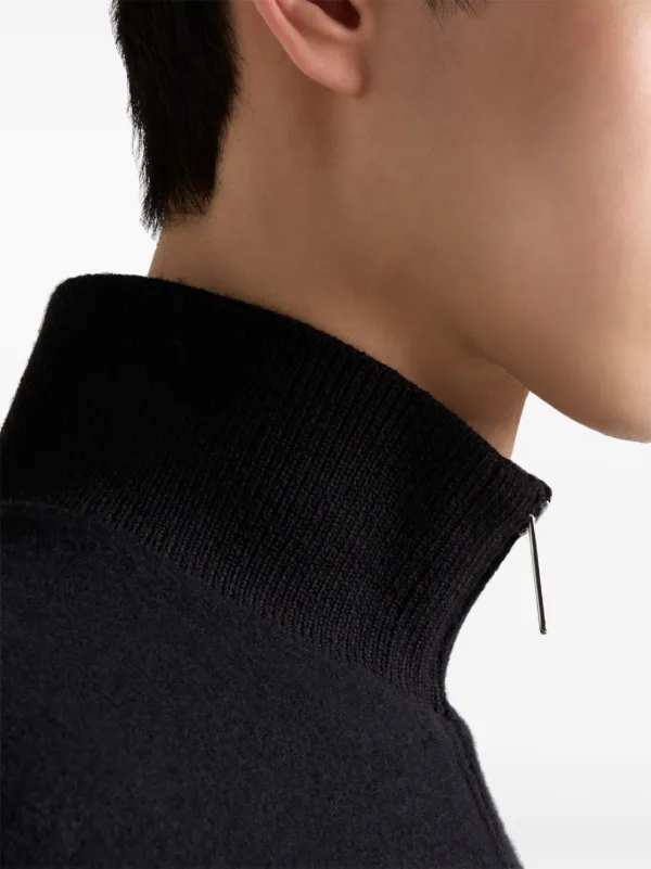 トップス 90s prada cashmere zip polo (50) black 90s prada cashmere zip polo (50) black Prada Cotten Polo