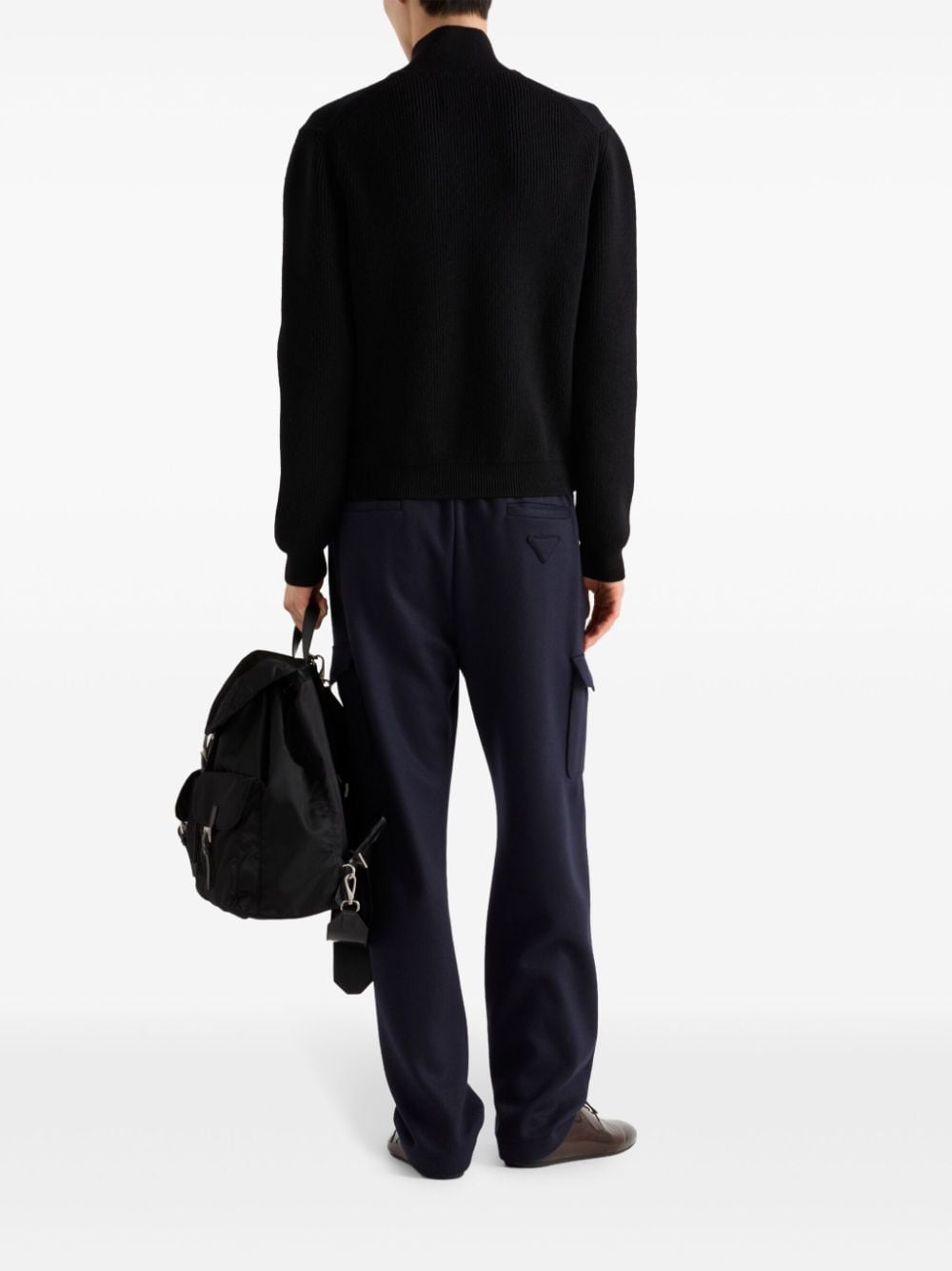 Shop Prada Wool And Cashmere Zipper Cardigan In Schwarz